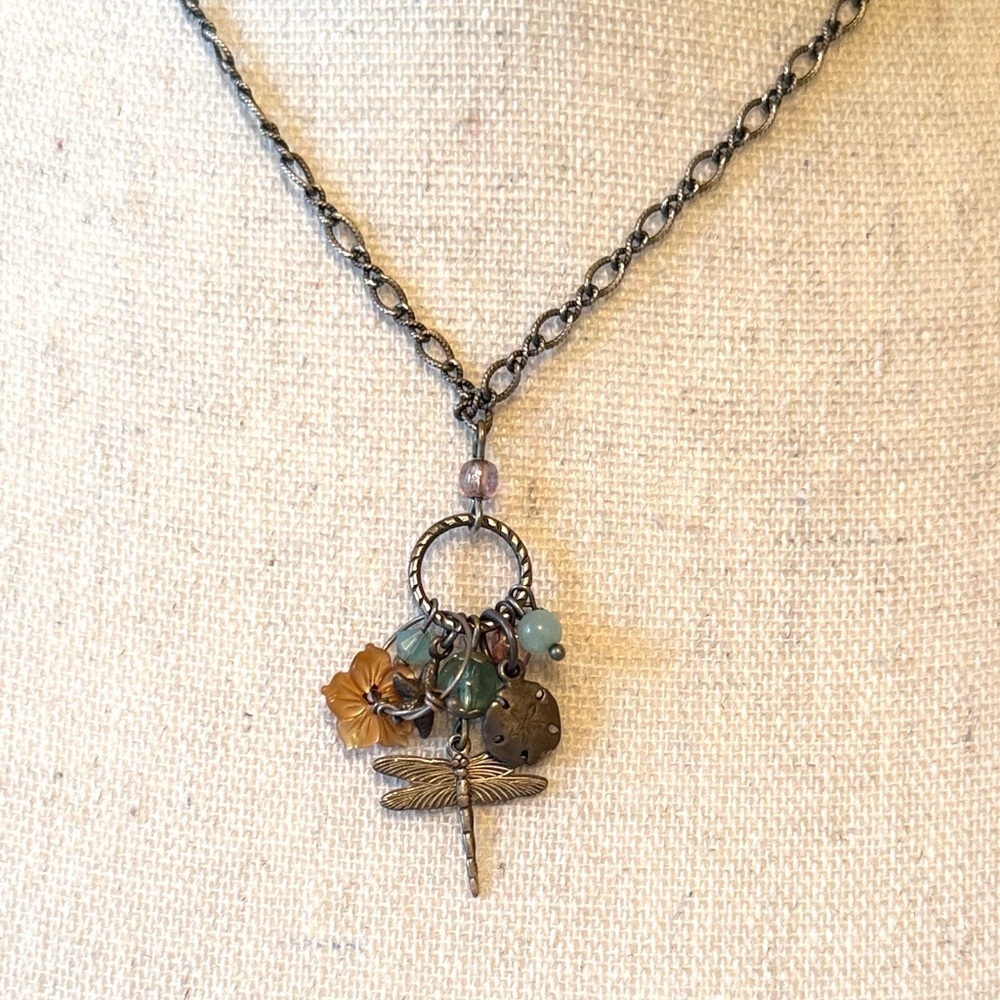 Desert Heart Charm Cluster Firefly Starfish Sand Dollar Beach Necklace